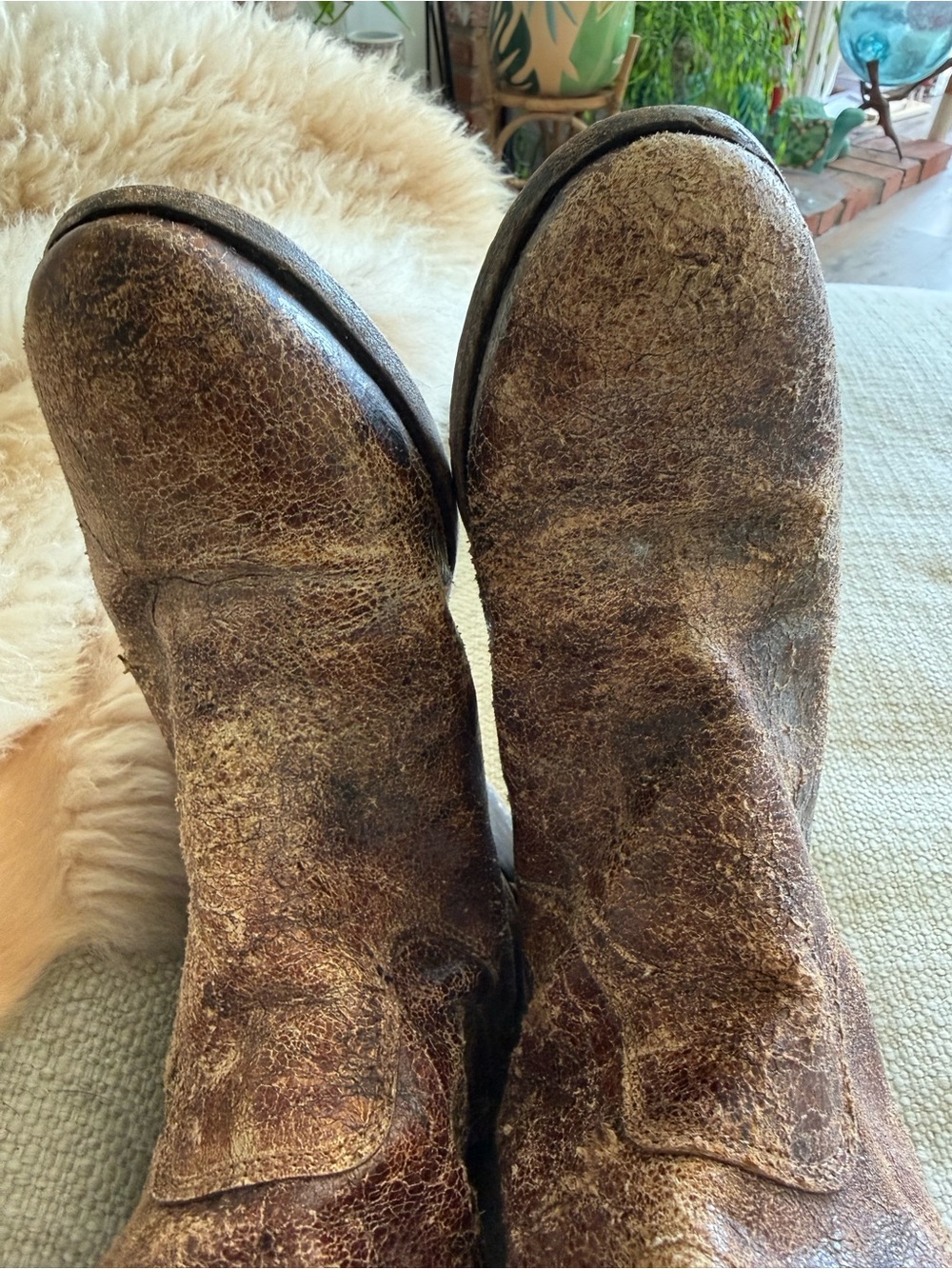 Frye Distressed Brown Leather Boots - Picture 3 of 8